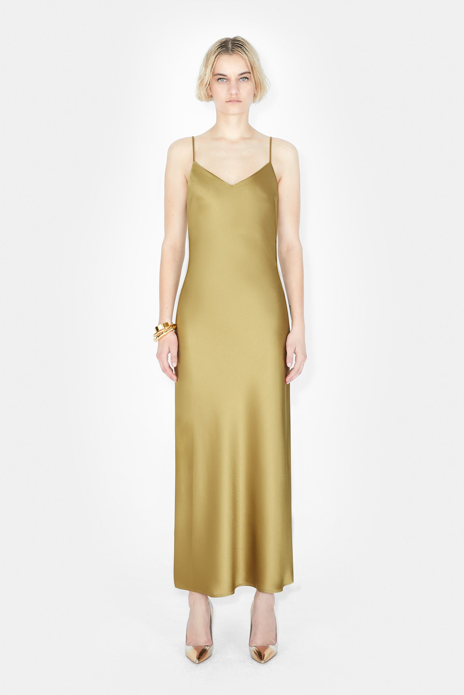 white christmas dresses Midi Slip Dress with Side Slit – MICHELLE JONAS