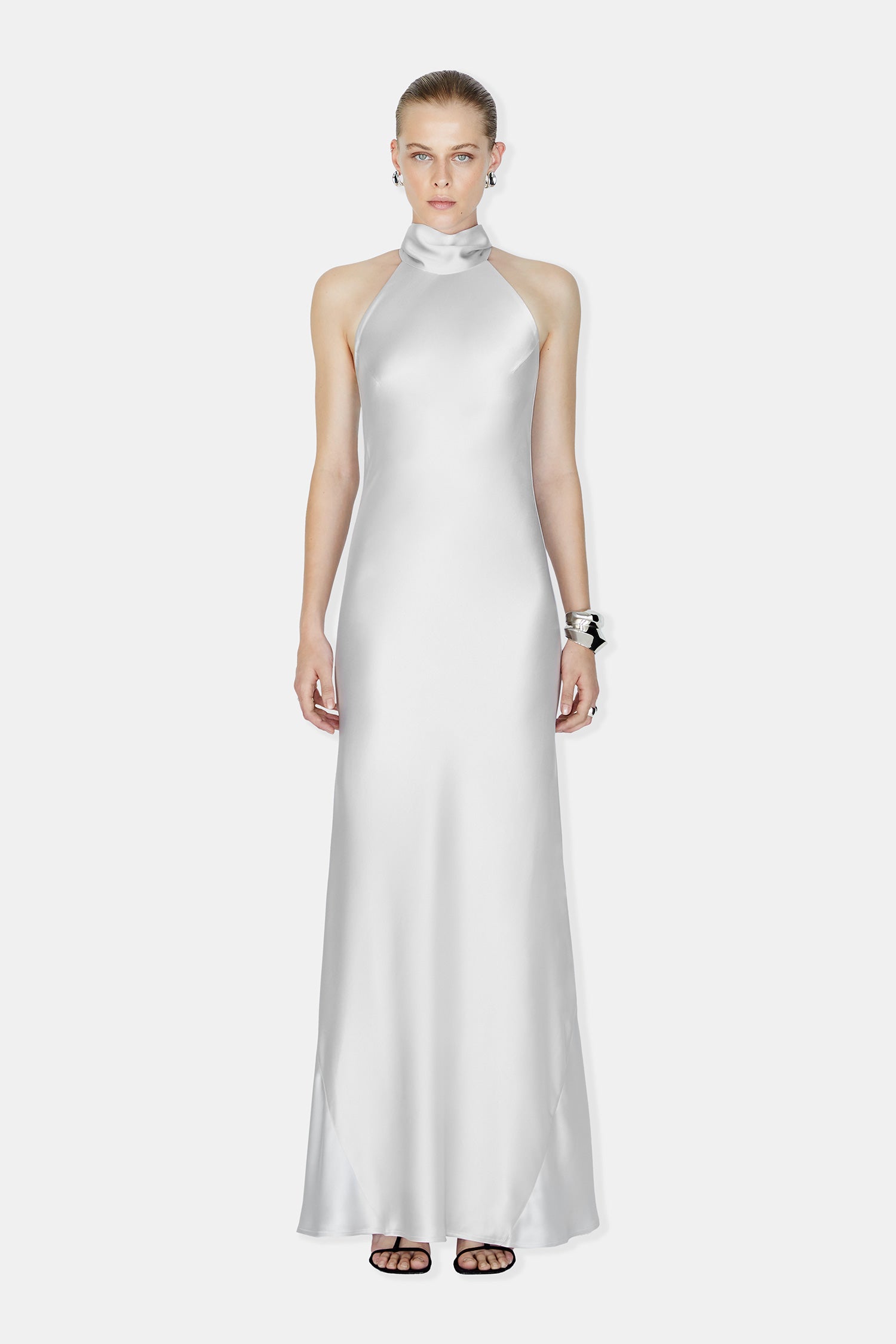 Galvan London | Sienna Maxi Dress | Platinum | Size 38 Galvan London | Sienna Maxi Dress | Platinum | Size 38