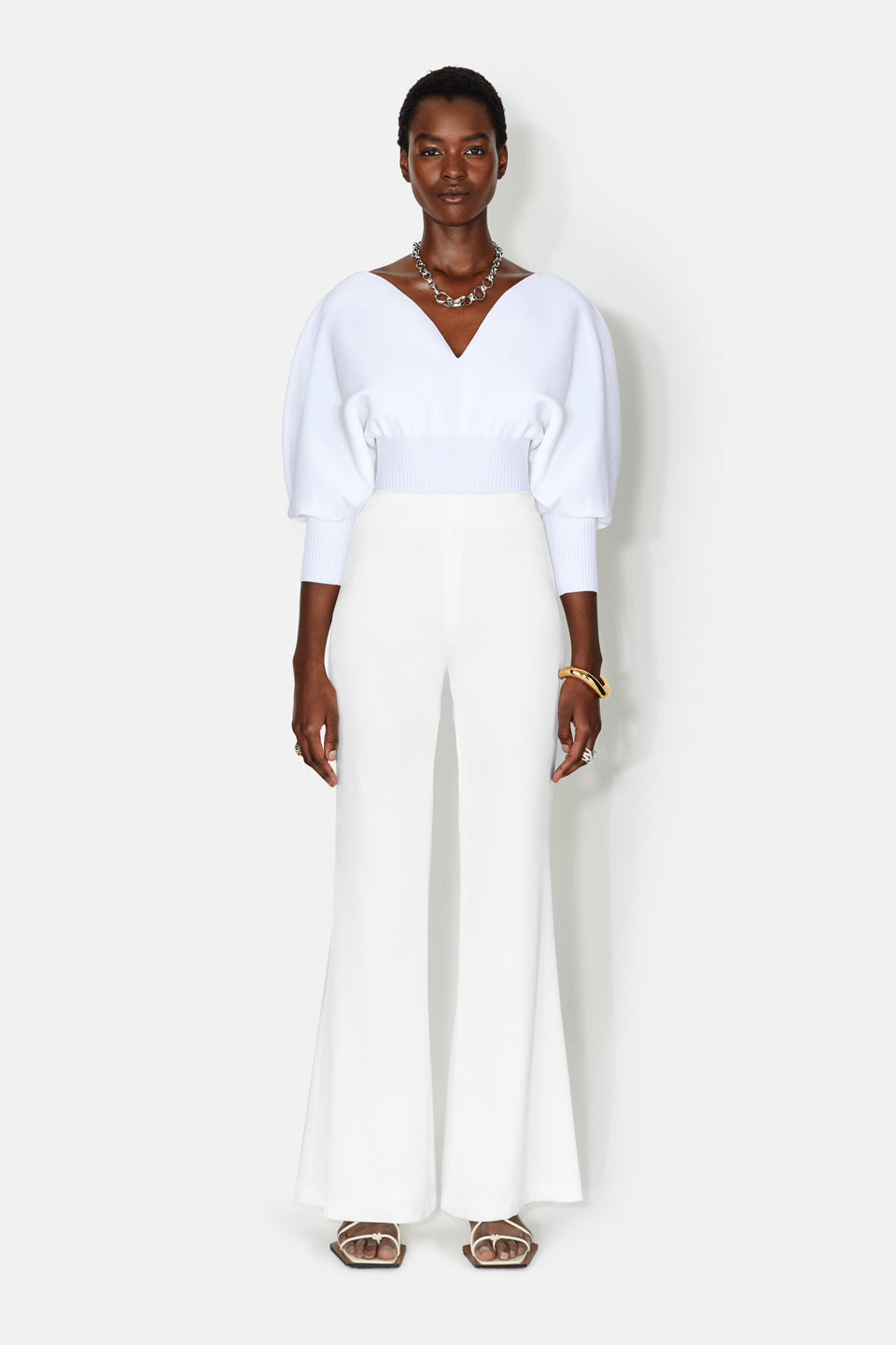 High waisted white online cropped pants