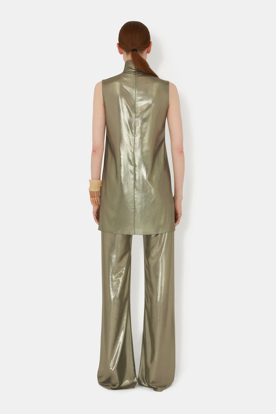 Galvanized Chiffon Top - Olive Gold
