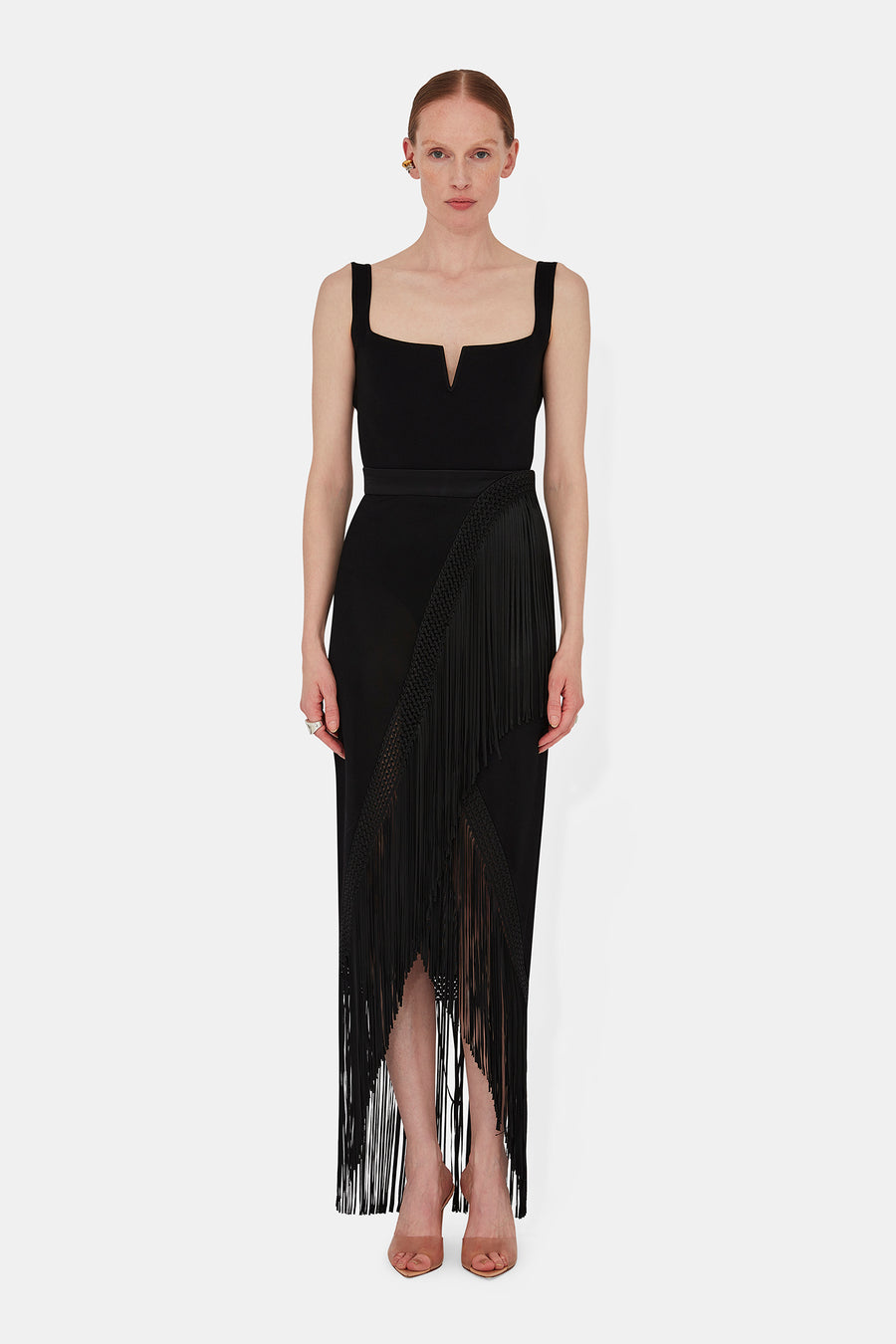 Fringed Berlin Bustier Skirt - Black
