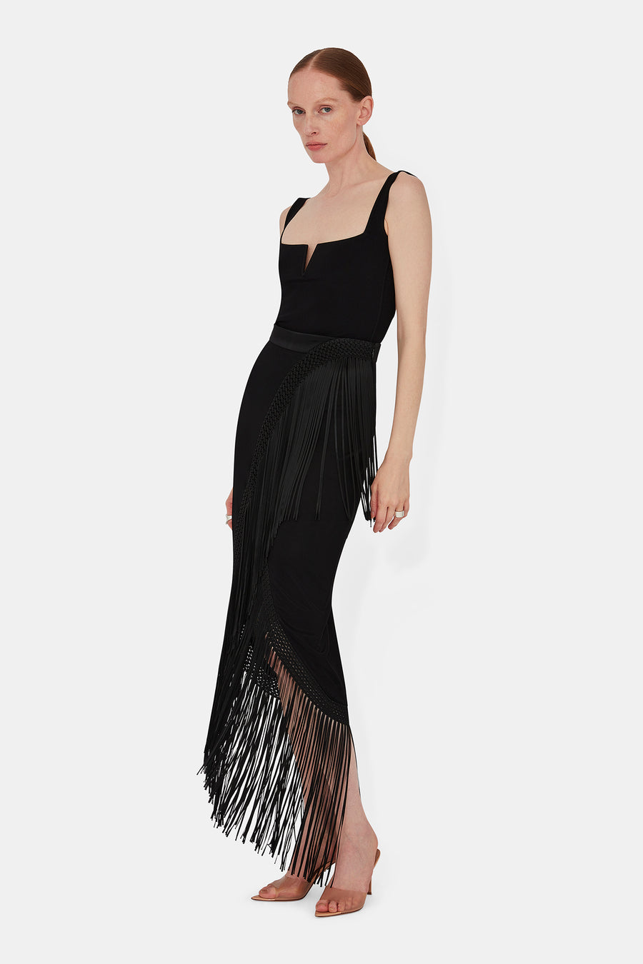 Fringed Berlin Bustier Skirt - Black