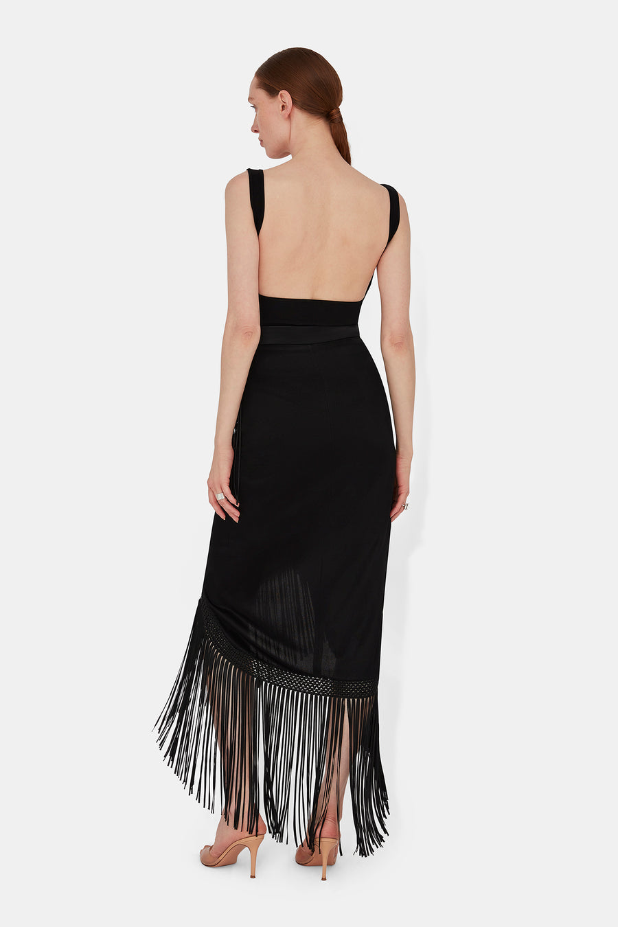 Fringed Berlin Bustier Skirt - Black