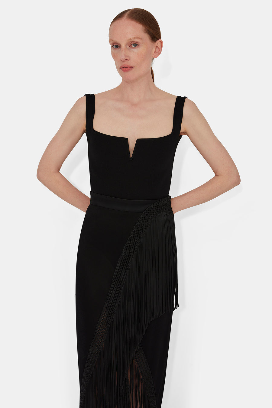 Fringed Berlin Bustier Skirt - Black