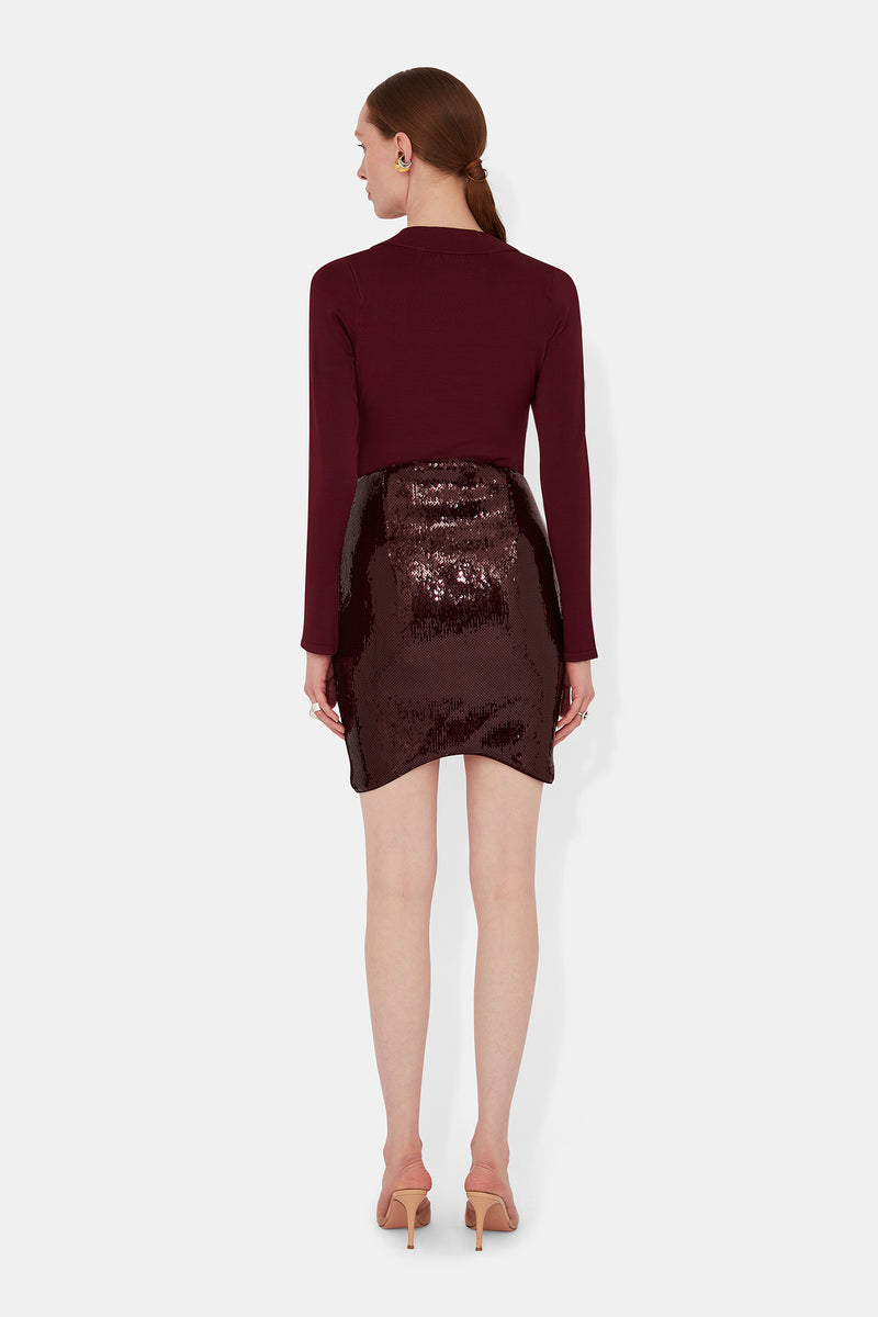 Sasha Ballet Neck Bodysuit - Oxblood