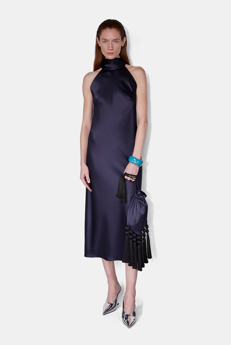 galvan sienna midi dress Galvan London Womens Cropped Sienna Satin Midi Dress SZ 6