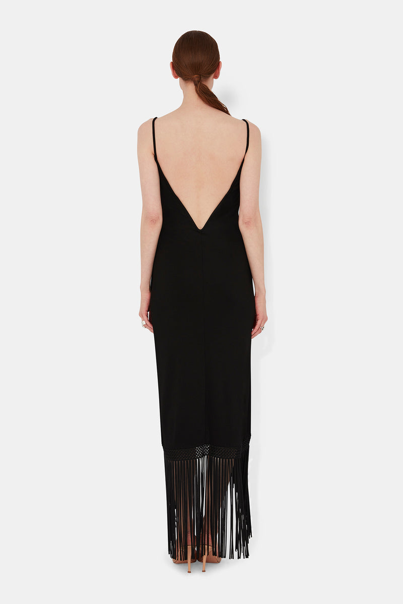 Fringed Berlin Bustier Dress - Black