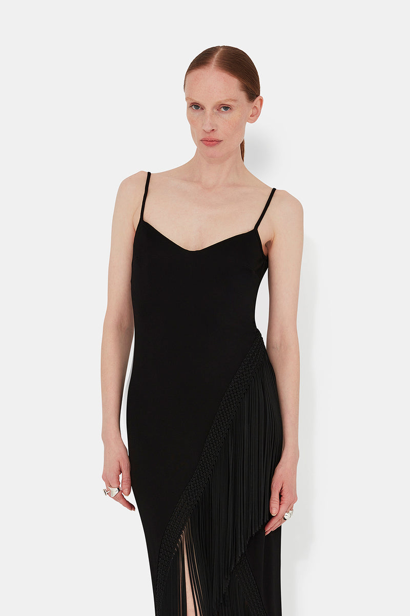 Fringed Berlin Bustier Dress - Black