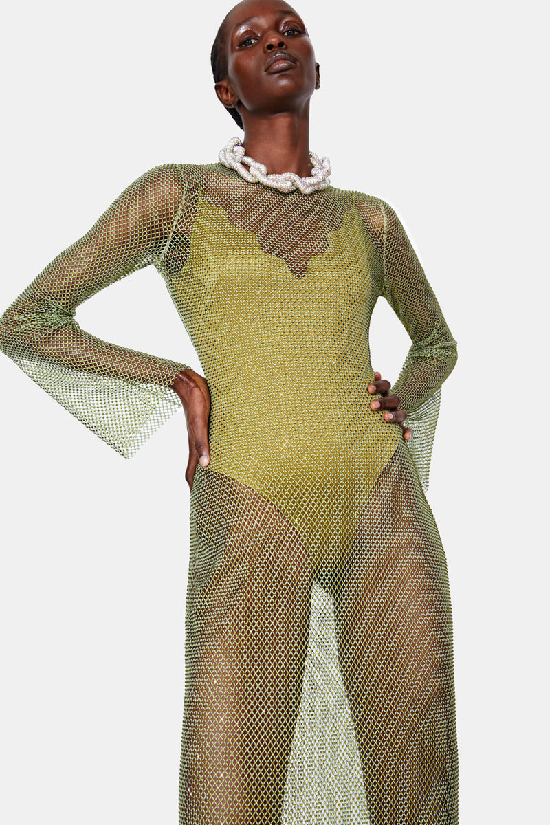Gloria Mesh Dress Olivine Galvan London