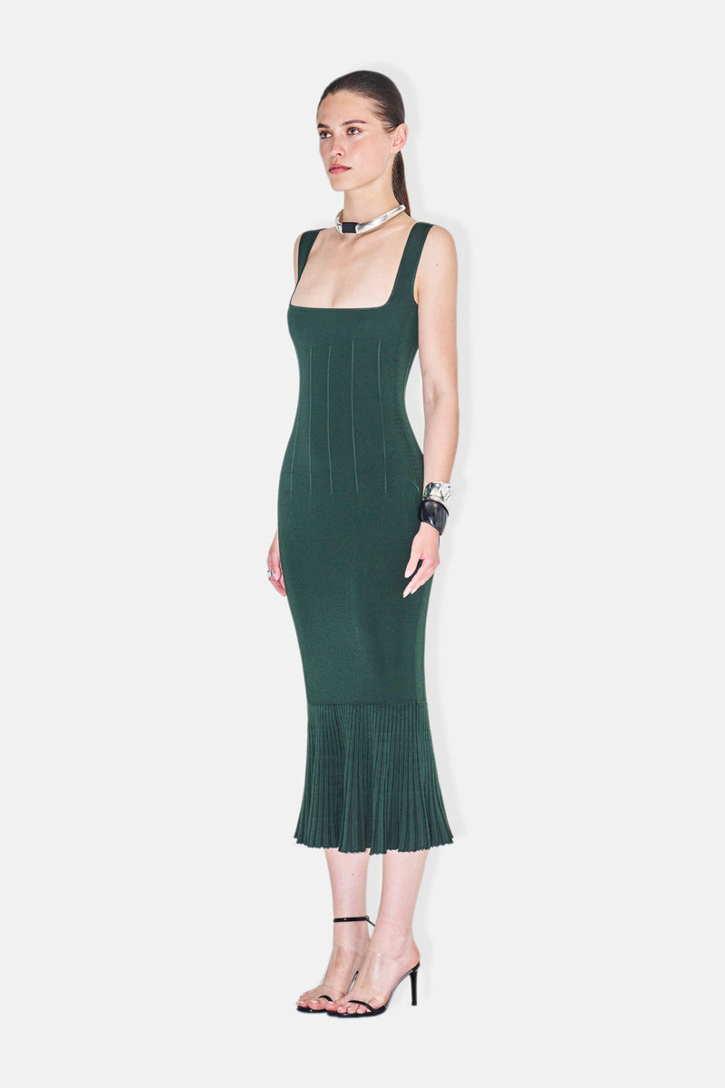 galvan atalanta ribbed-knit midi dress Atalanta ribbed-knit midi dress in gold - Galvan