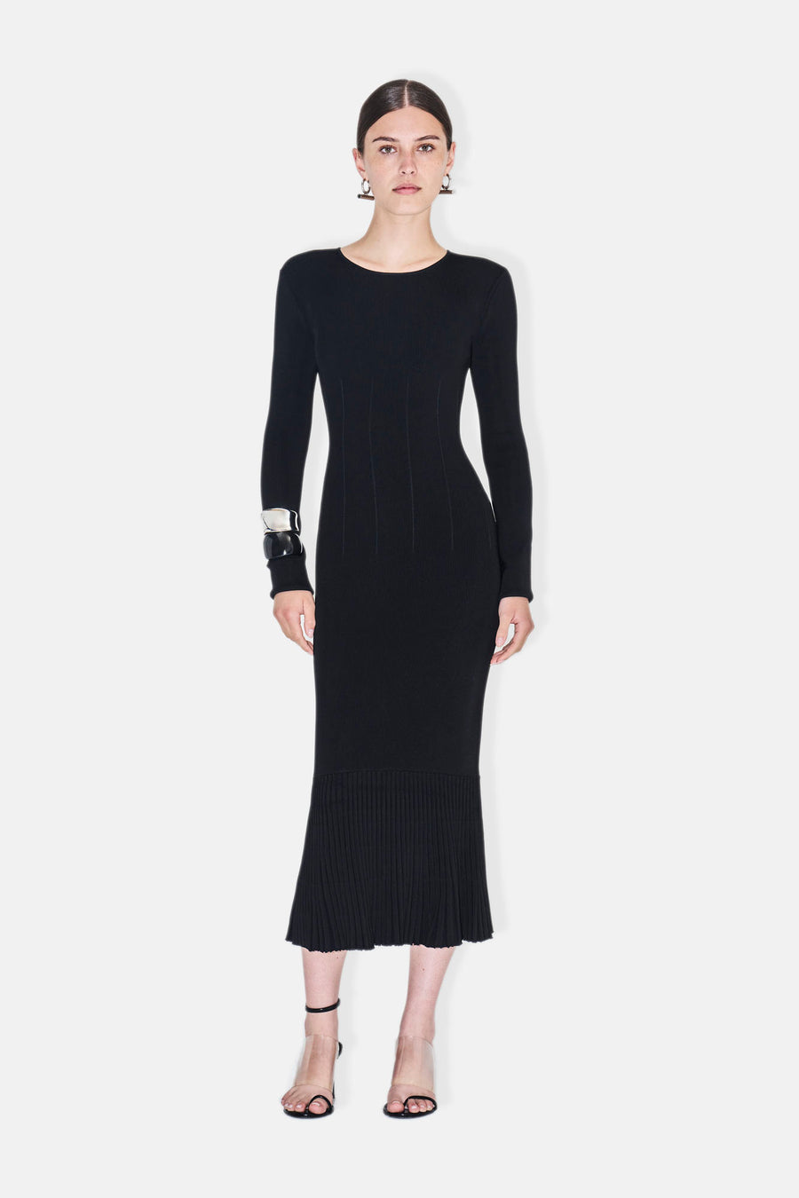 galvan knit dress GALVAN Thalia Pearl-Embellished Ribbed Knit Dress size M Retail For $1795