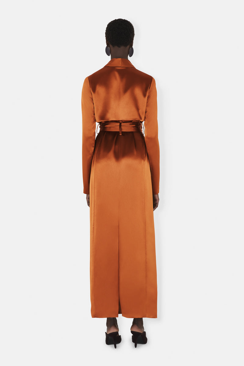SATIN TRENCH COAT - BRANDY
