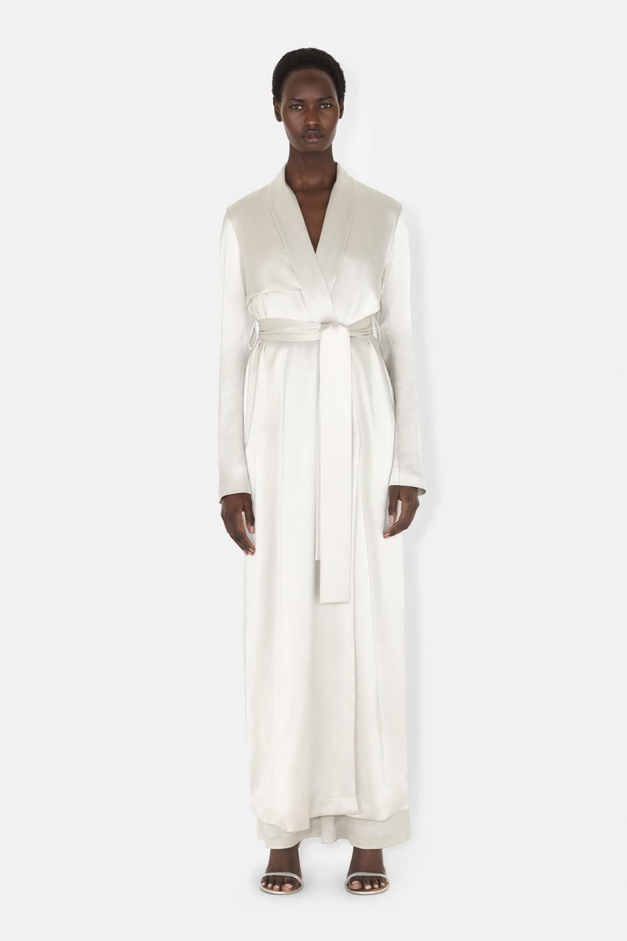 SATIN TRENCH COAT PLATINUM - Main Image