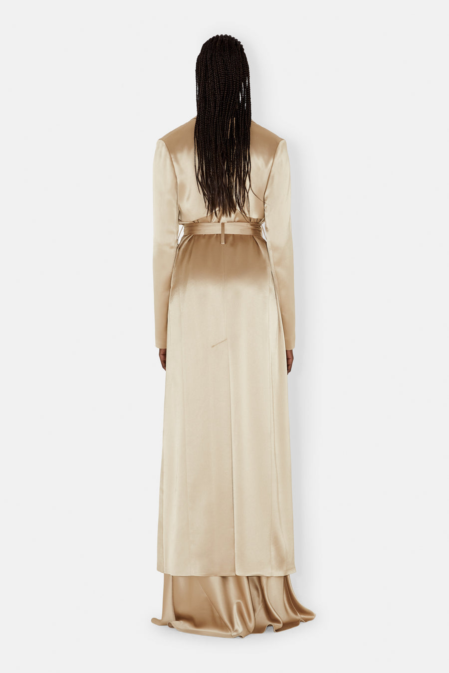 Satin Trench Coat - Sand