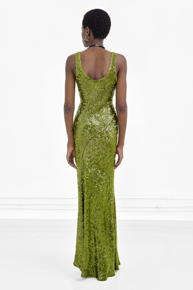 Moonlight Valletta Dress - Olive Sequin
