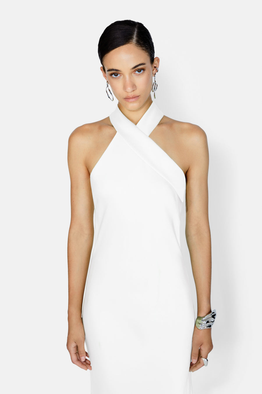 Cropped Pandora Satin Bridal Dress Galvan Cropped Pandora Satin Bridal Dress Galvan