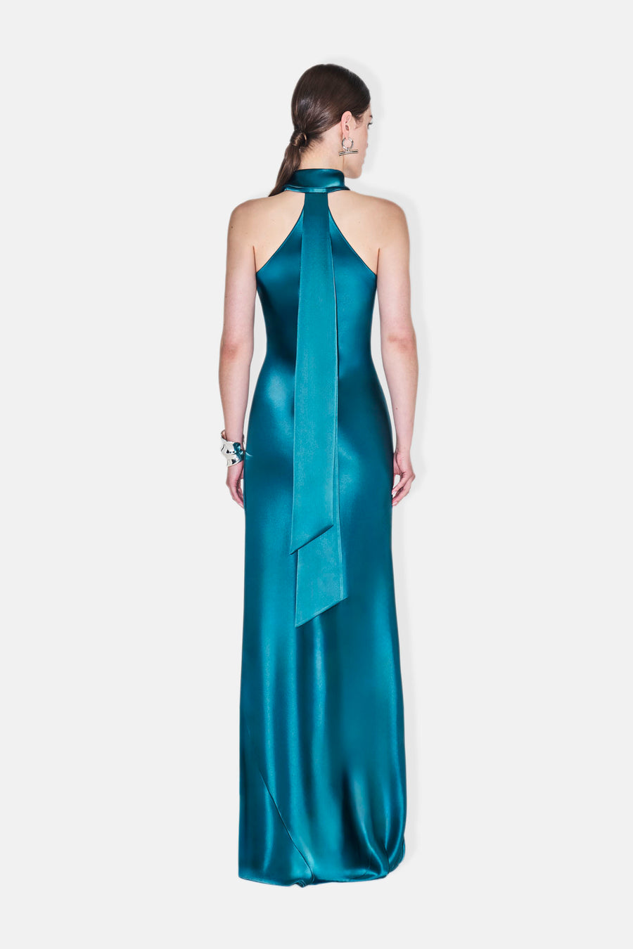 Satin Pandora Dress - Peacock - 42 | Galvan | Luxury Women's Ready To Wear Satin Pandora Dress - Peacock - 42 | Galvan | Luxury Women's Ready To Wear