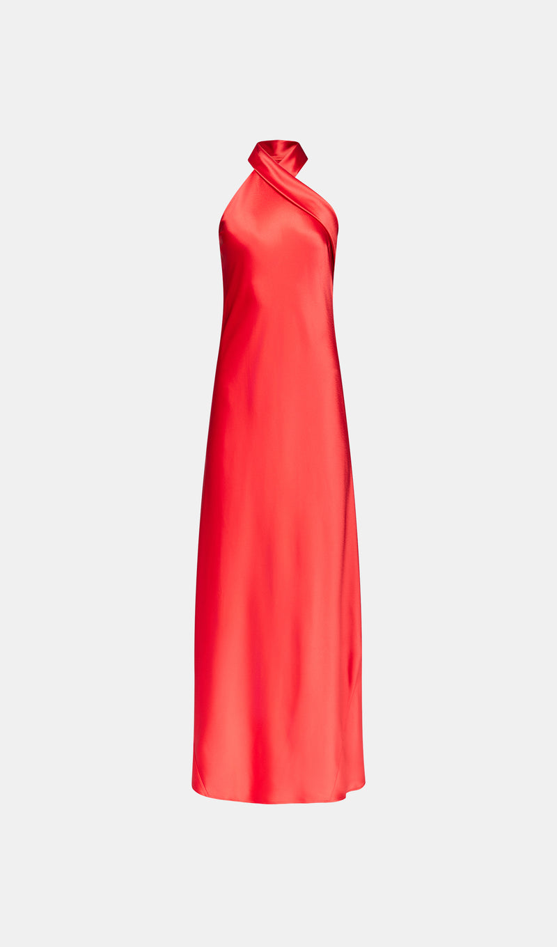 Pandora Satin Dress - Sunset Red Galvan Pandora Satin Dress - Sunset Red Galvan