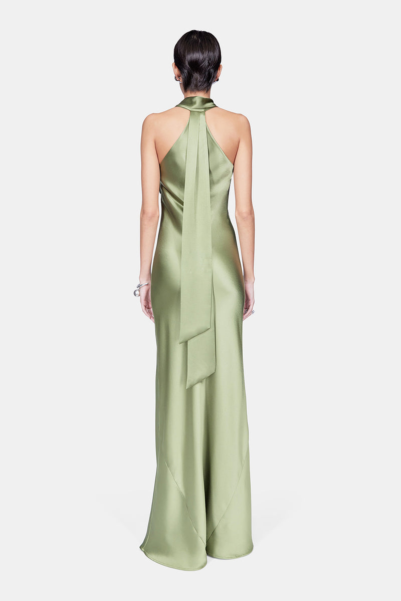 Satin Pandora Dress - Dark Moss