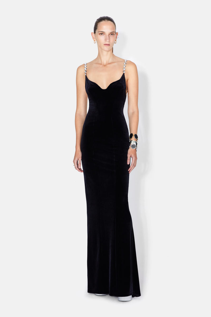 Avedon Globe Velvet Dress Black