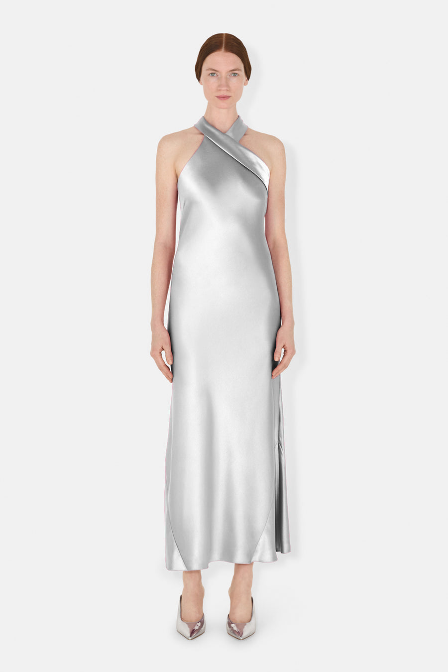 CROPPED PANDORA DRESS - PLATINUM Galvan CROPPED PANDORA DRESS - PLATINUM Galvan