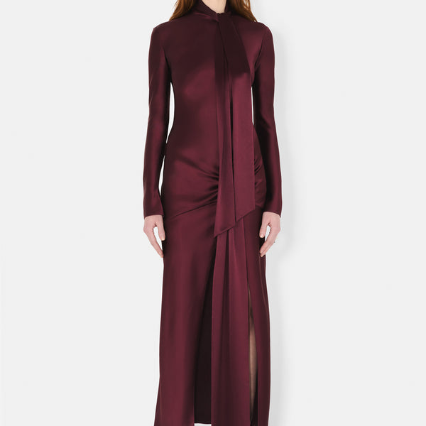 oxblood formal dress Galvan London Women's Emilie Tie-Front Maxi-Dress - burgundy prom dress