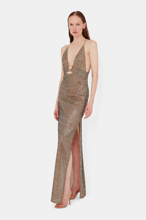 Sheer Prism Dress - Beige