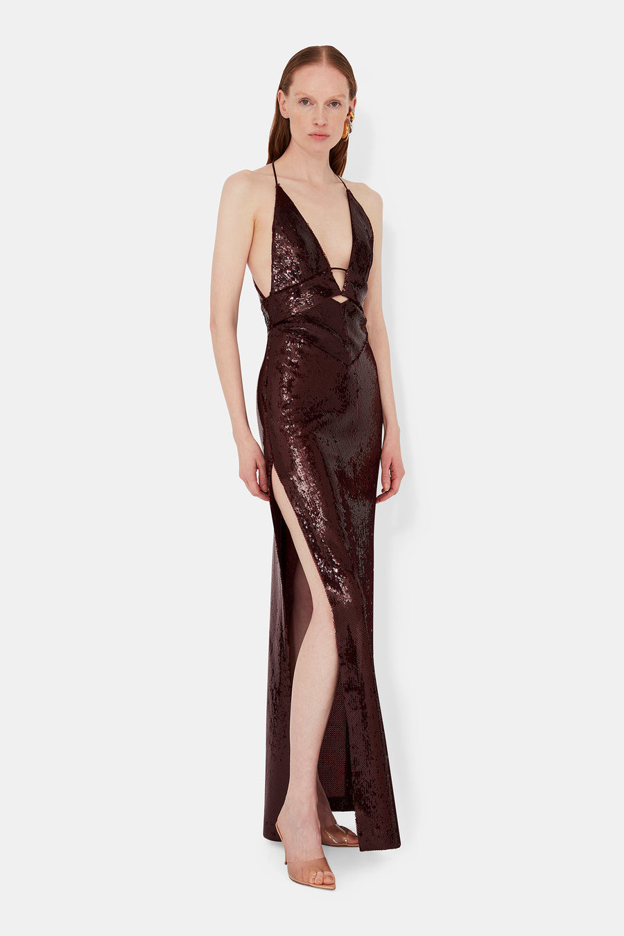 Galvan London | Sequin Prism Dress | Oxblood