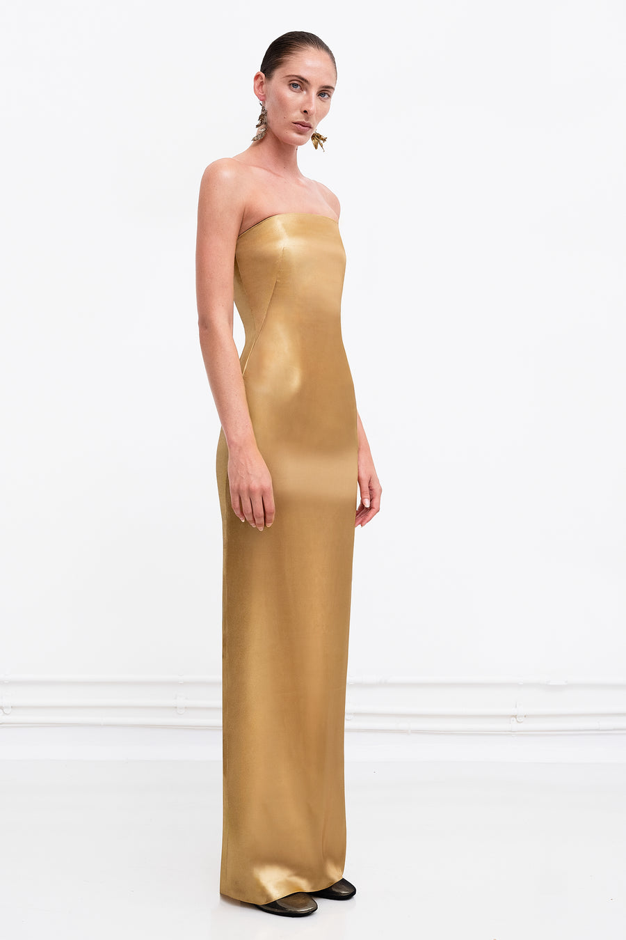 Galvanized Bandeau Dress - Copper