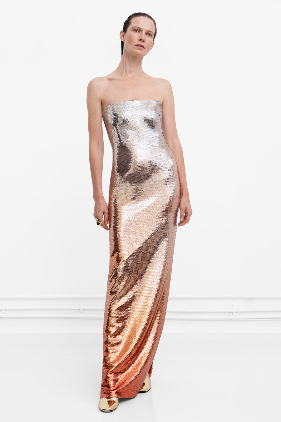 Ombre Bandeau Dress - Apricot Ombre