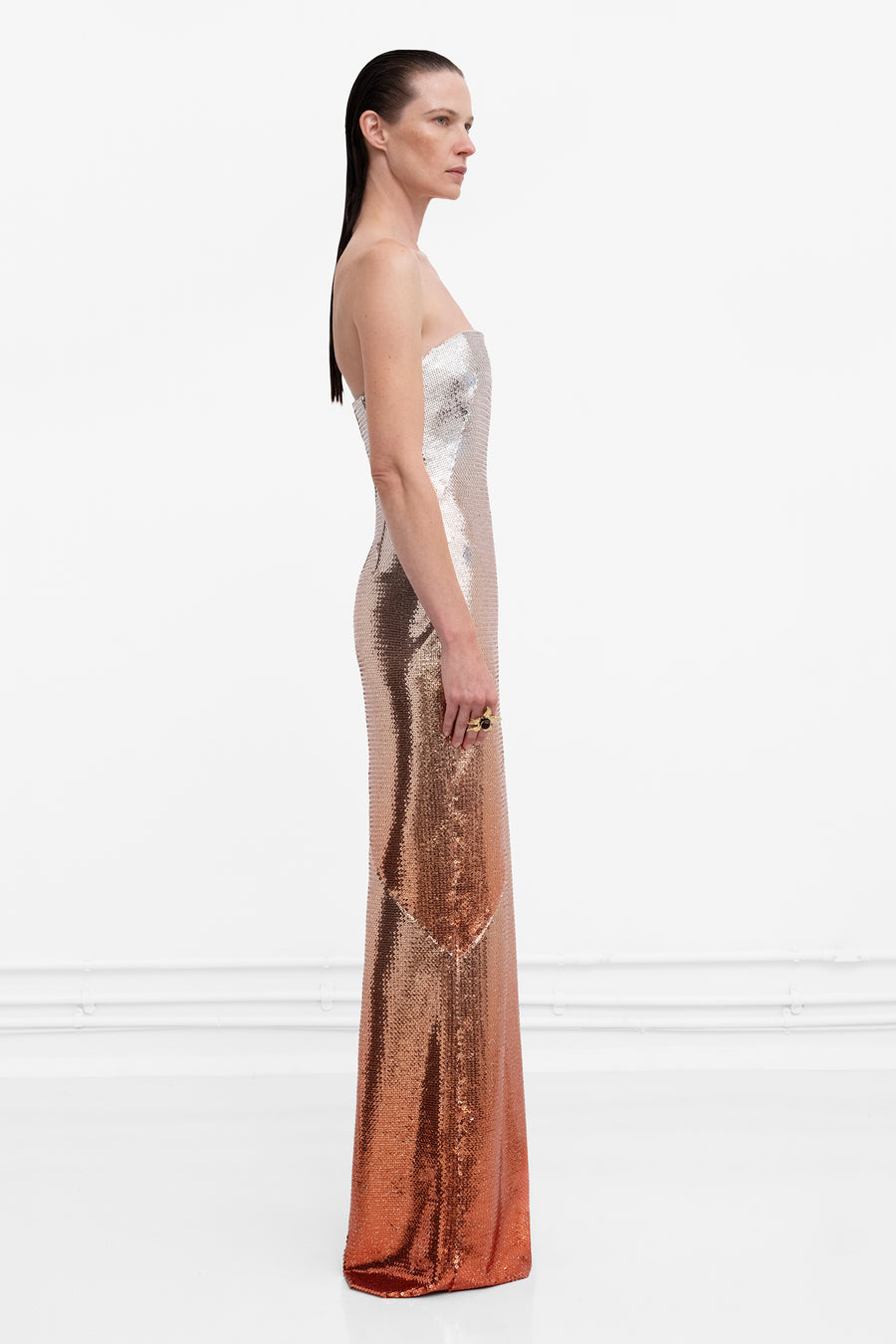 Ombre Bandeau Dress - Apricot Ombre