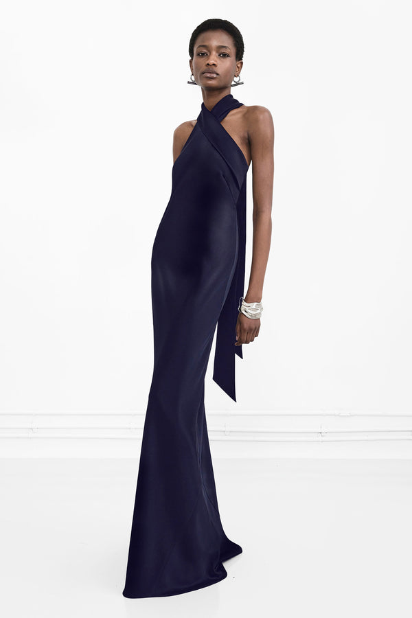 sweet 16 dress blue Italian Satin Silk Maxi Slip Dress