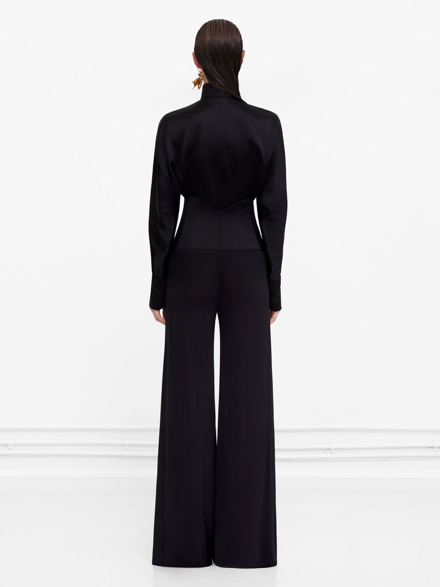 Corseted Tuxedo Trouser - Black