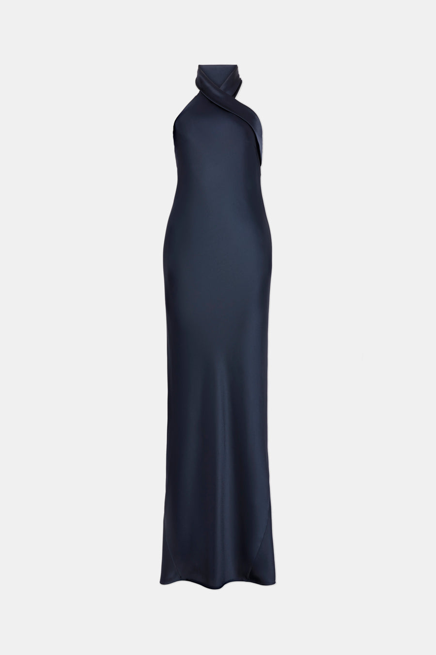 Designer Asymmetrical Halter Neckline Midnight Blue Bias-Cut Dress | Luxury Eveningwear Dress | Galvan London Designer Asymmetrical Halter Neckline Midnight Blue Bias-Cut Dress | Luxury Eveningwear Dress | Galvan London