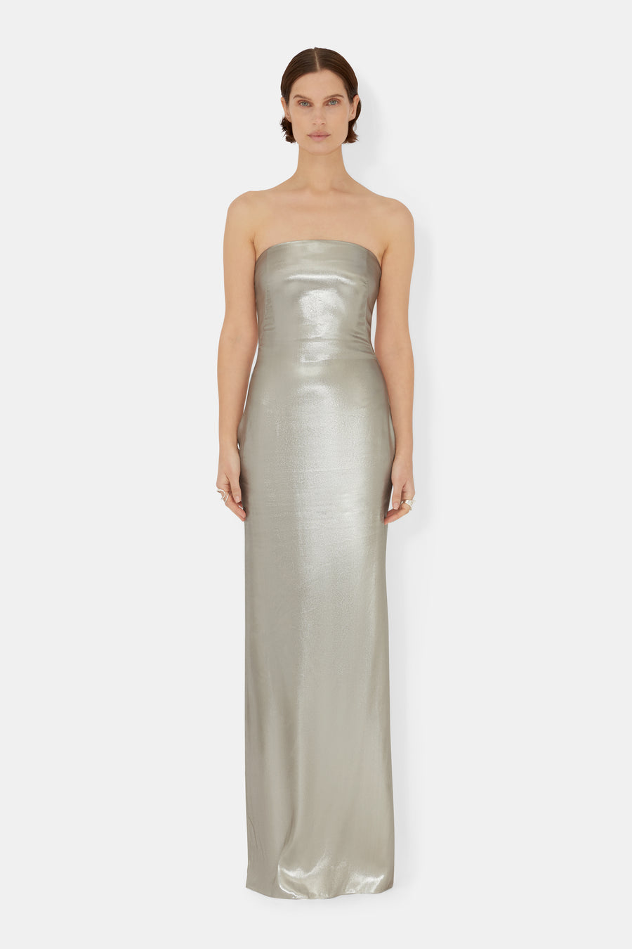 Galvanized Bandeau Dress - White Gold