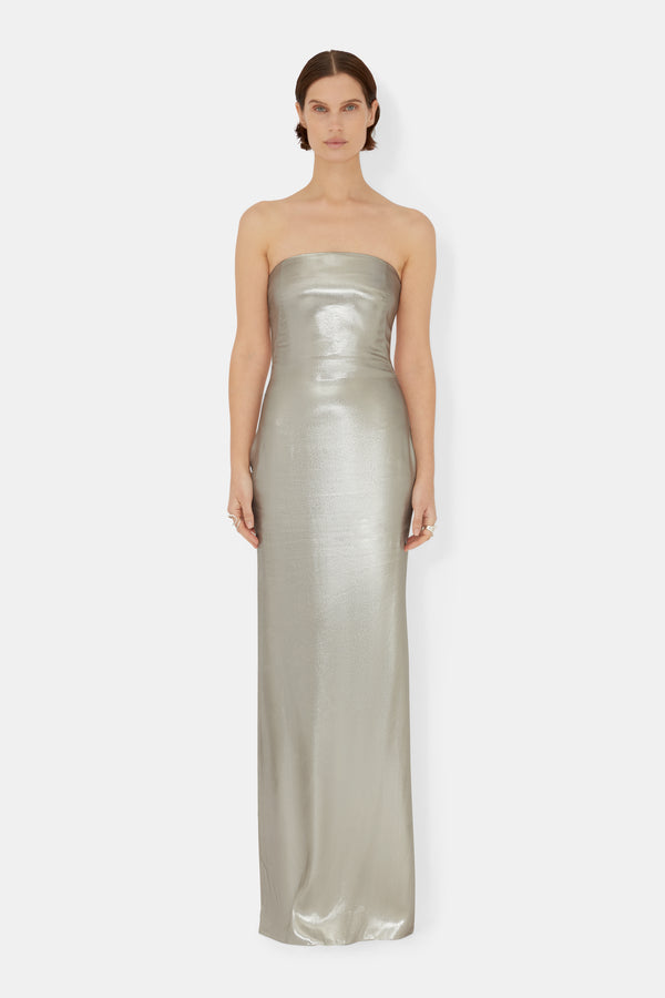 Galvanized Bandeau Dress - White Gold