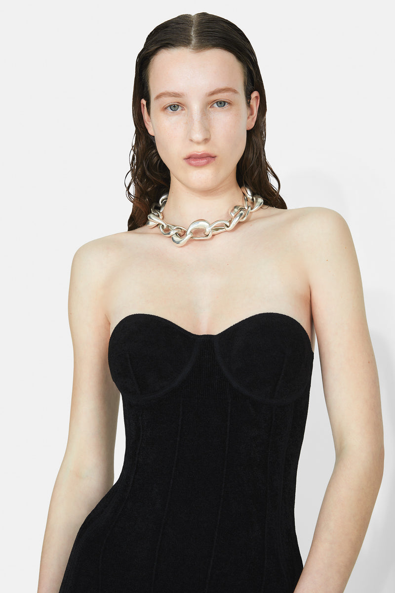 Titania Velvet Bustier Dress - Black