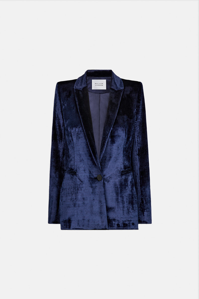 Sculpted Velvet Blazer - Midnight