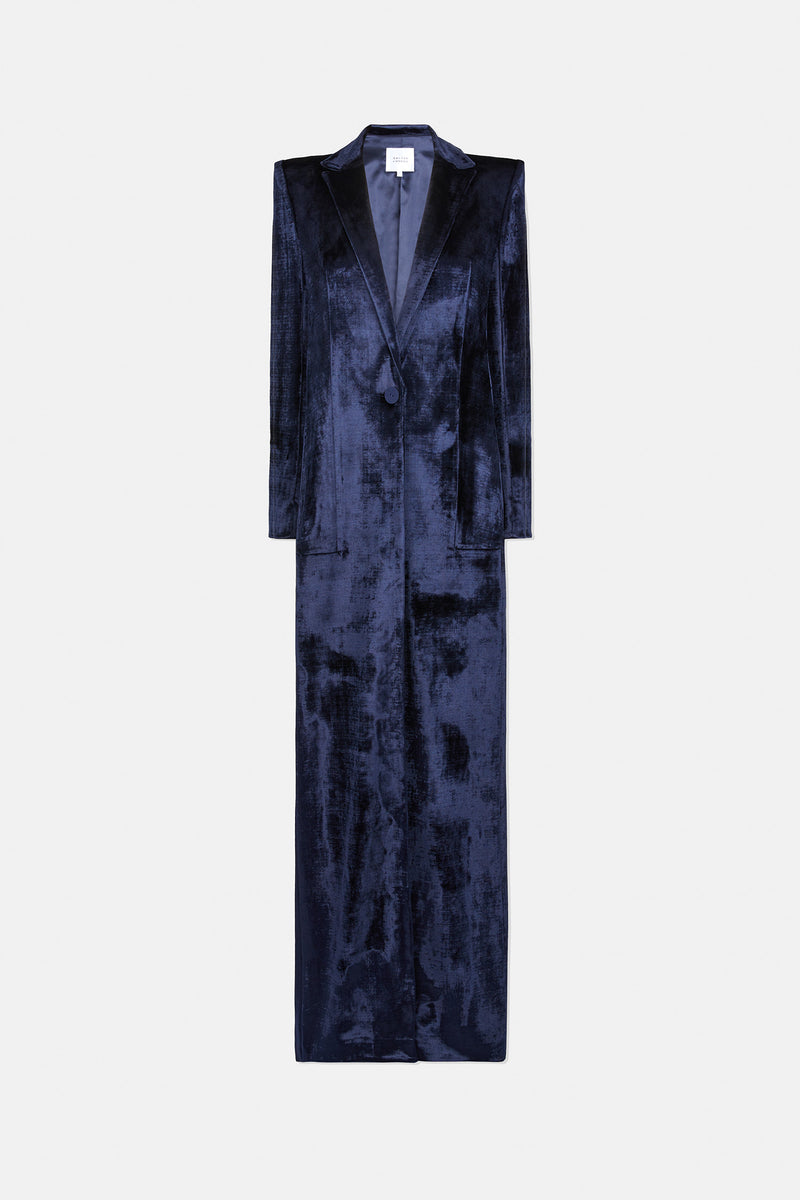 Sculpted Velvet Coat - Midnight