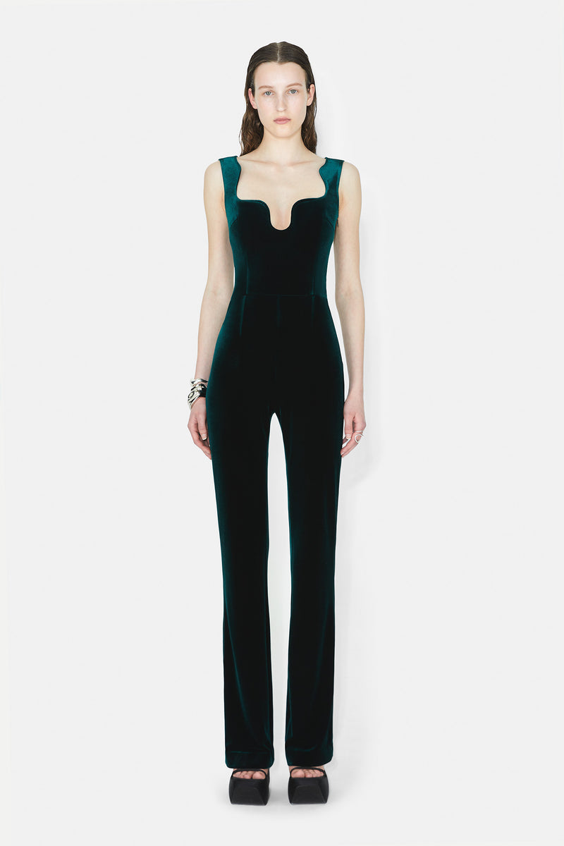 Siren Velvet Jumpsuit - Pine