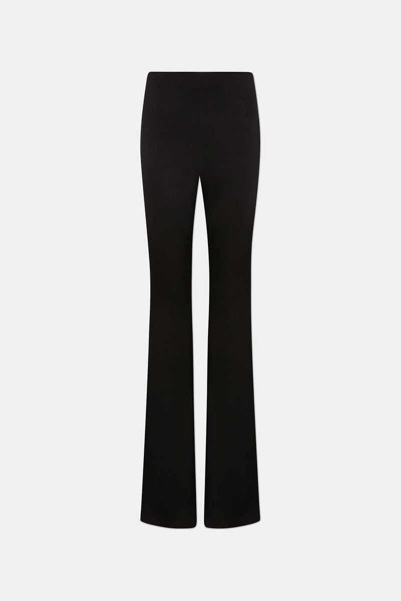 High Waisted Satin Trousers - Black