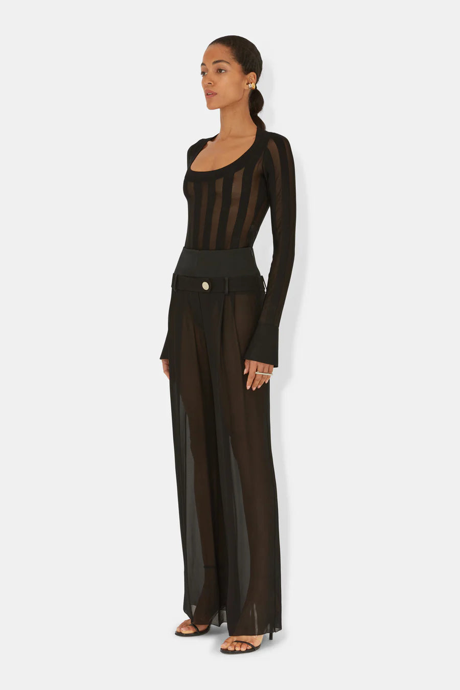 STRATA GEORGETTE TROUSERS - BLACK