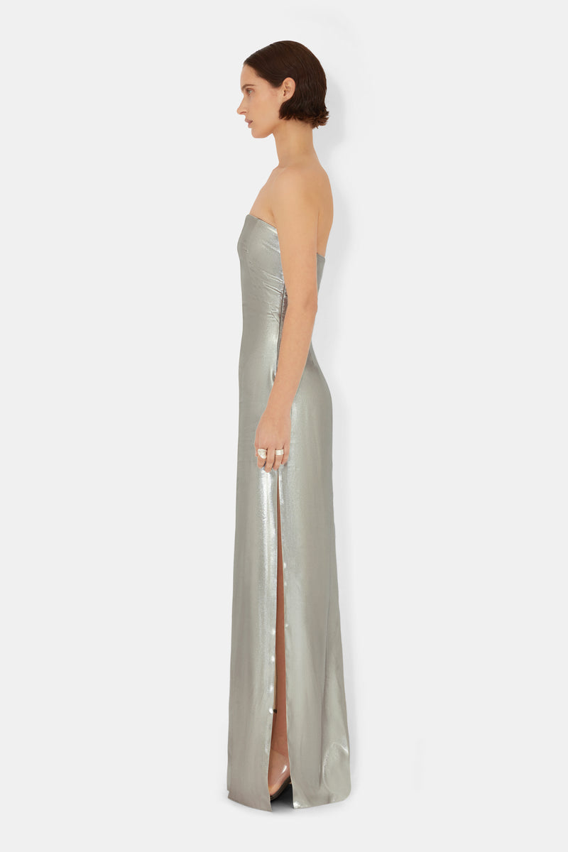 Galvanized Bandeau Dress - White Gold