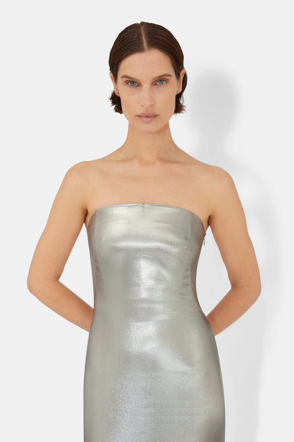 Galvanized Bandeau Dress - White Gold