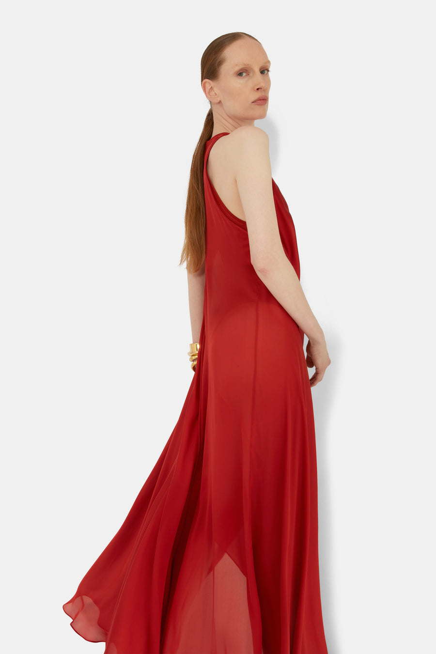 silk tomato dress Esby Kate Silk Dress - Tomato
