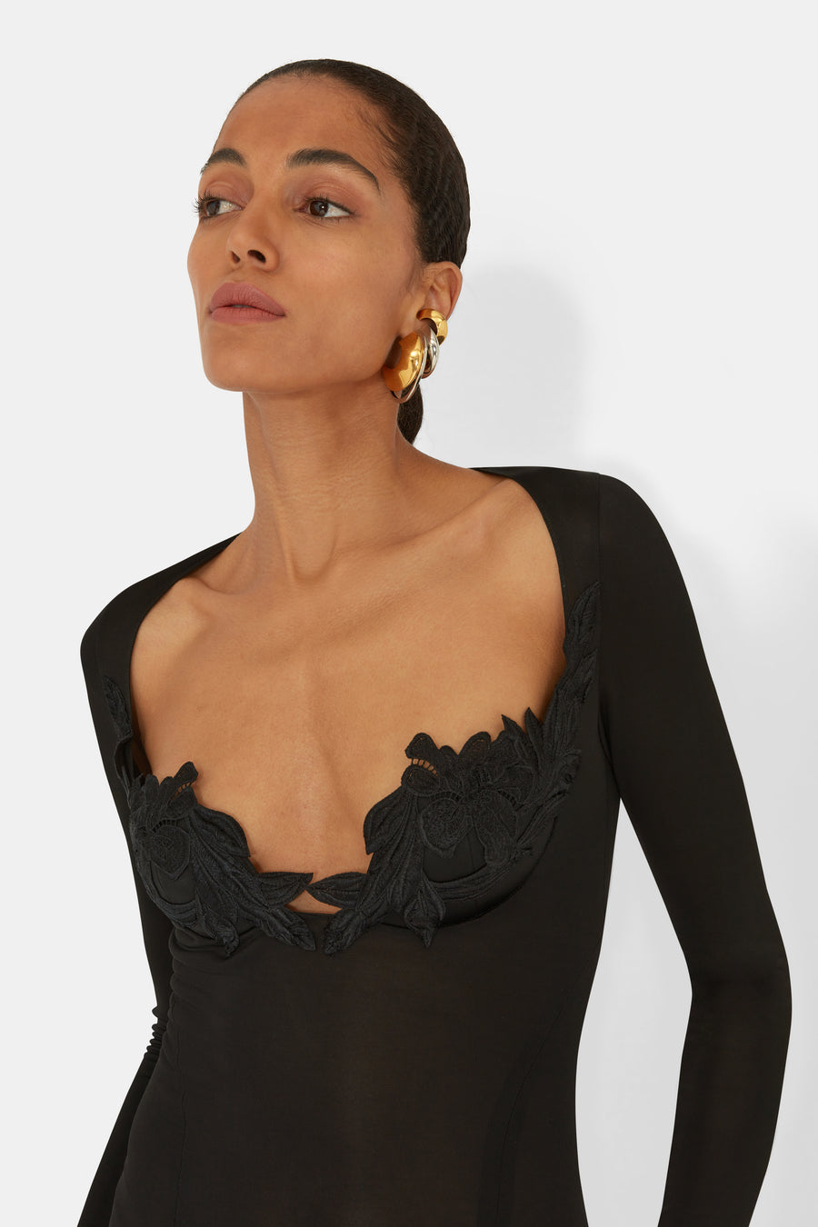 Lily Vine Lace Bustier Dress - Black Galvan Lily Vine Lace Bustier Dress - Black Galvan