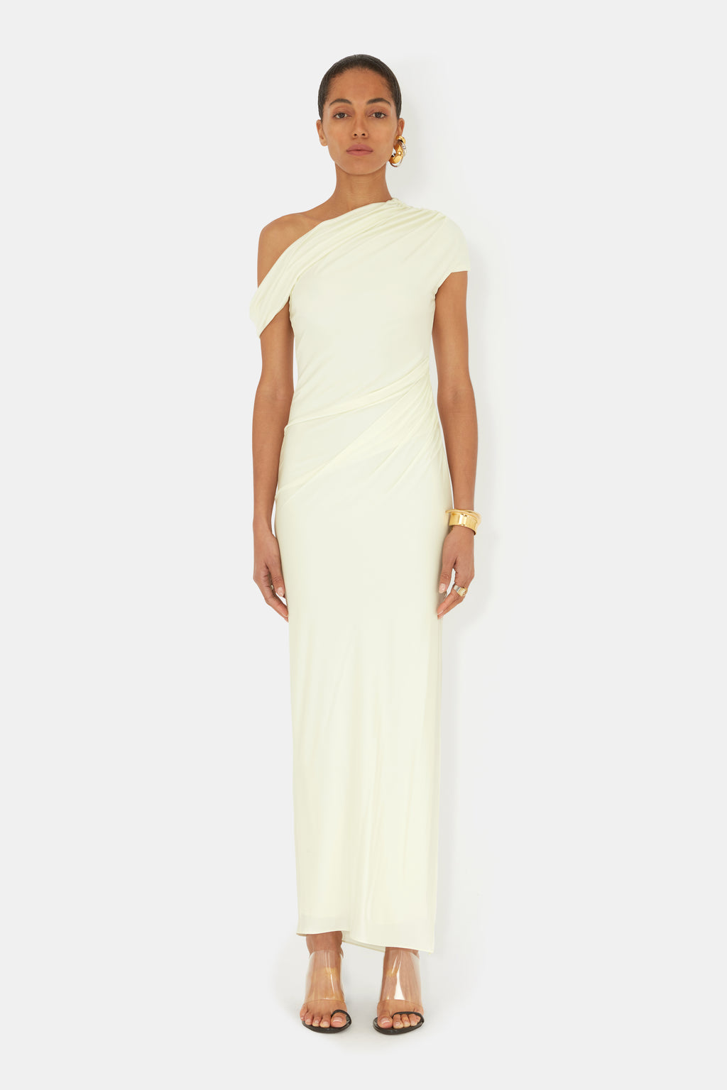 galvan one shoulder dress Galvan - Cosar Navy Blue One Shoulder Dress