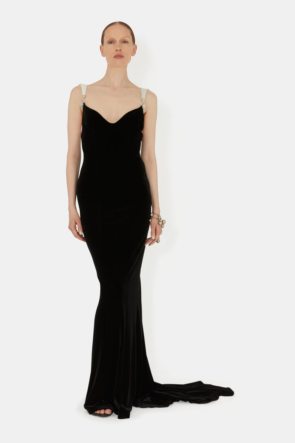 Avedon Piercing Velvet Dress - Black