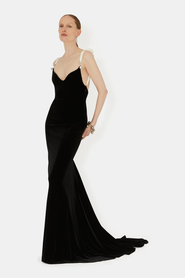 Avedon Piercing Velvet Dress - Black