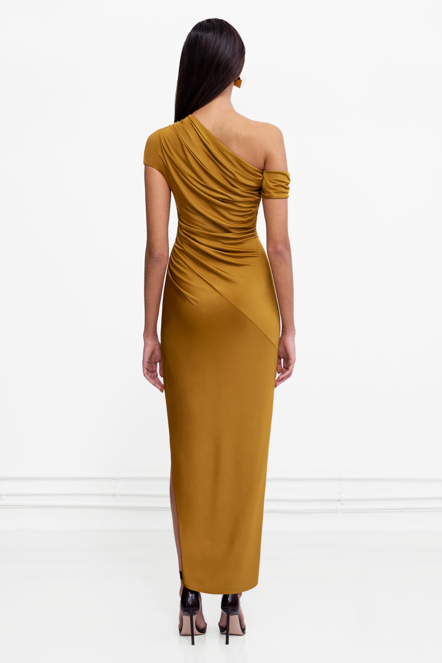 Cascading Off-The-Shoulder Dress - Toffee